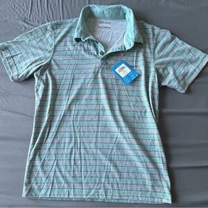 Columbia Sports Wear Small Striped Polo Shirt in Blue and Green NWT